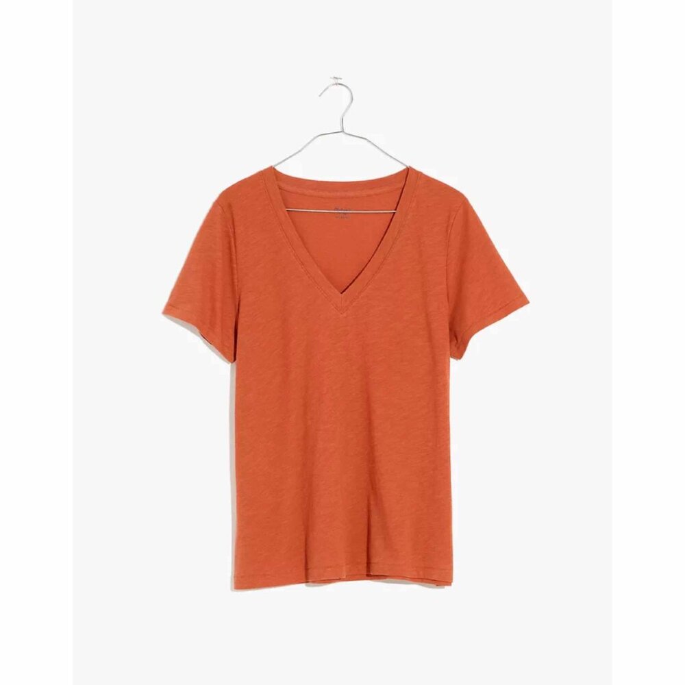 Madewell Whisper Cotton V-neck Tee :: Large :: MB722 :: Afterglow Red